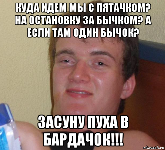 куда идем мы с пятачком? на остановку за бычком? а если там один бычок? засуну пуха в бардачок!!!, Мем 10 guy (Stoner Stanley really high guy укуренный парень)