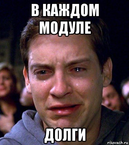 в каждом модуле долги