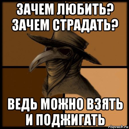 зачем любить? зачем страдать? ведь можно взять и поджигать, Мем  Чума