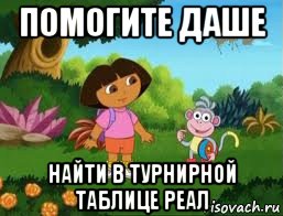 помогите даше найти в турнирной таблице реал, Мем Даша следопыт