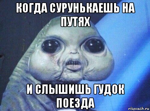когда сурунькаешь на путях и слышишь гудок поезда