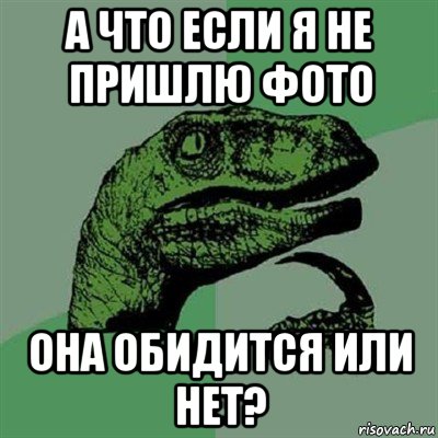 а что если я не пришлю фото она обидится или нет?, Мем Филосораптор