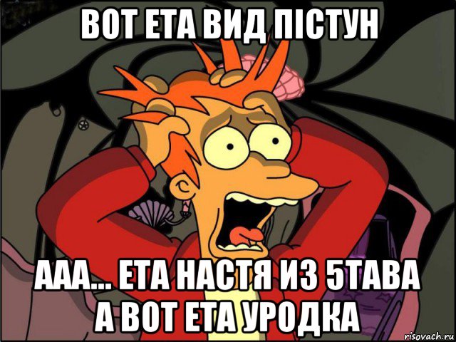 вот ета вид пістун ааа... ета настя из 5тава а вот ета уродка, Мем Фрай в панике