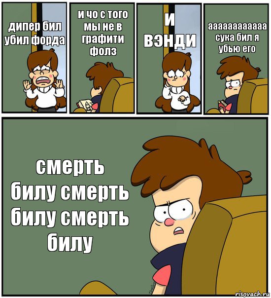 дипер бил убил форда и чо с того мы не в графити фолз и вэнди аааааааааааа сука бил я убью его смерть билу смерть билу смерть билу, Комикс   гравити фолз