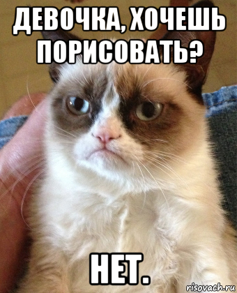 девочка, хочешь порисовать? нет., Мем Grumpy Cat small