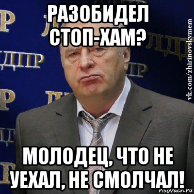 разобидел стоп-хам? молодец, что не уехал, не смолчал!, Мем Хватит это терпеть (Жириновский)