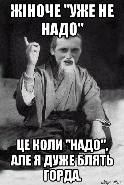 жіноче "уже не надо" це коли "надо", але я дуже блять горда., Мем Мудрий паца