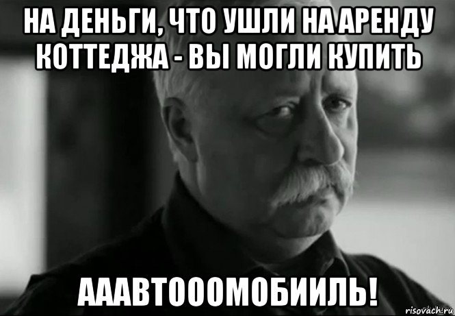 на деньги, что ушли на аренду коттеджа - вы могли купить ааавтооомобииль!, Мем Не расстраивай Леонида Аркадьевича