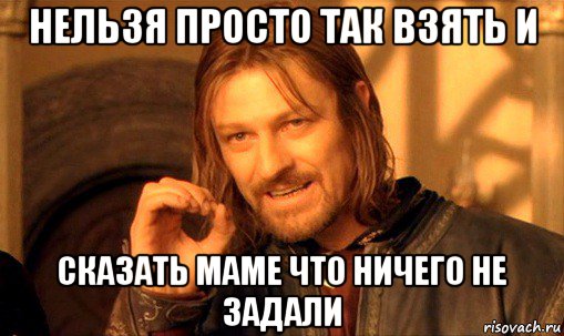 нельзя просто так взять и сказать маме что ничего не задали, Мем Нельзя просто так взять и (Боромир мем)