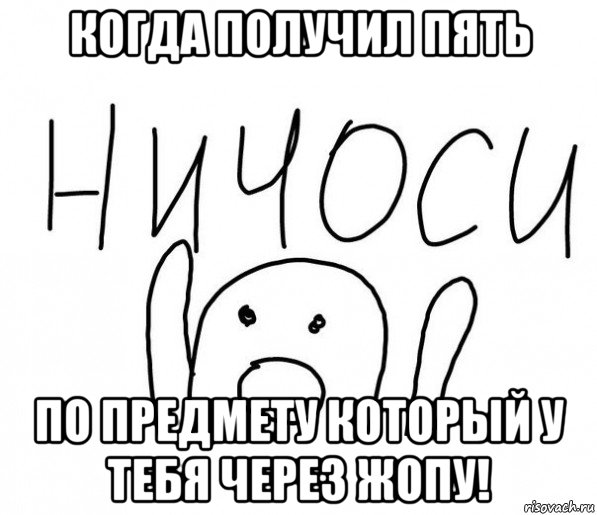 когда получил пять по предмету который у тебя через жопу!, Мем  Ничоси