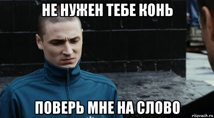 не нужен тебе конь поверь мне на слово, Мем О