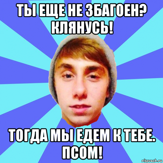 ты еще не збагоен? клянусь! тогда мы едем к тебе. псом!