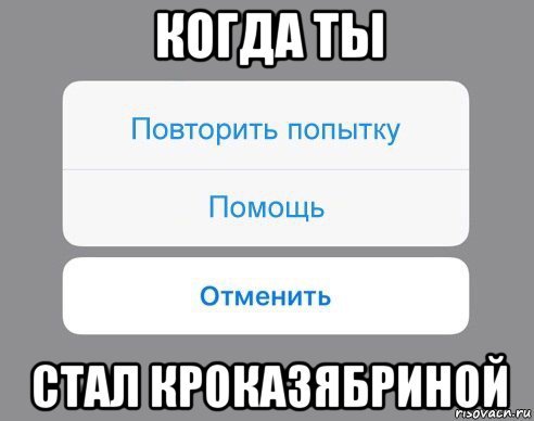 когда ты стал кроказябриной, Мем Отменить Помощь Повторить попытку