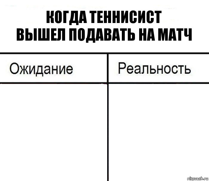 Когда теннисист
вышел подавать на матч  , Комикс  Ожидание - реальность