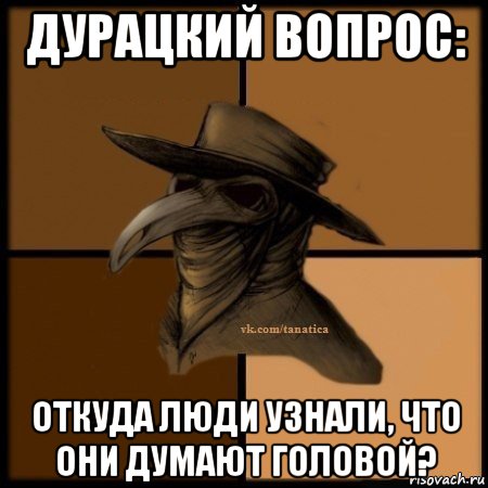 дурацкий вопрос: откуда люди узнали, что они думают головой?, Мем Plague doctor