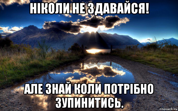 ніколи не здавайся! але знай коли потрібно зупинитись., Мем природа