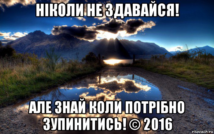 ніколи не здавайся! але знай коли потрібно зупинитись! © 2016, Мем природа