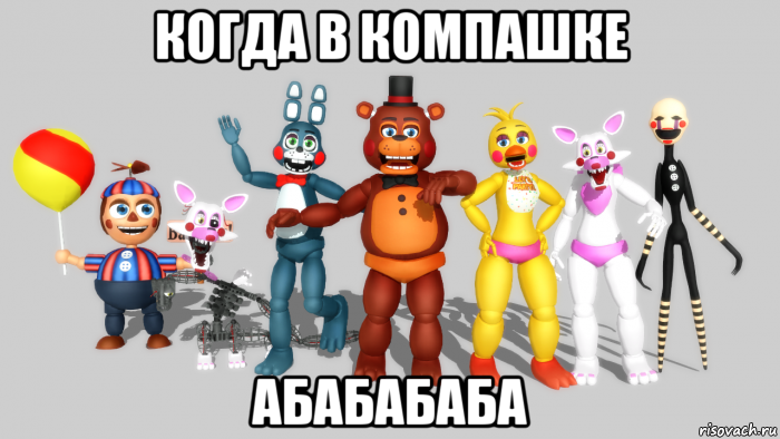 когда в компашке абабабаба, Мем Пять ночей с Фредди