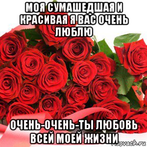 моя сумашедшая и красивая я вас очень люблю очень-очень-ты любовь всей моей жизни