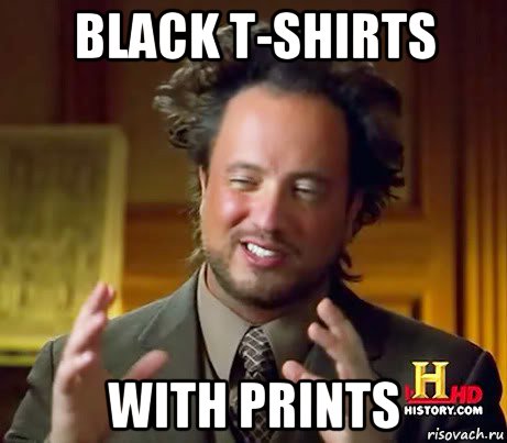 black t-shirts with prints