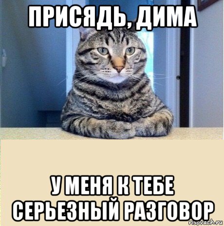 присядь, дима у меня к тебе серьезный разговор