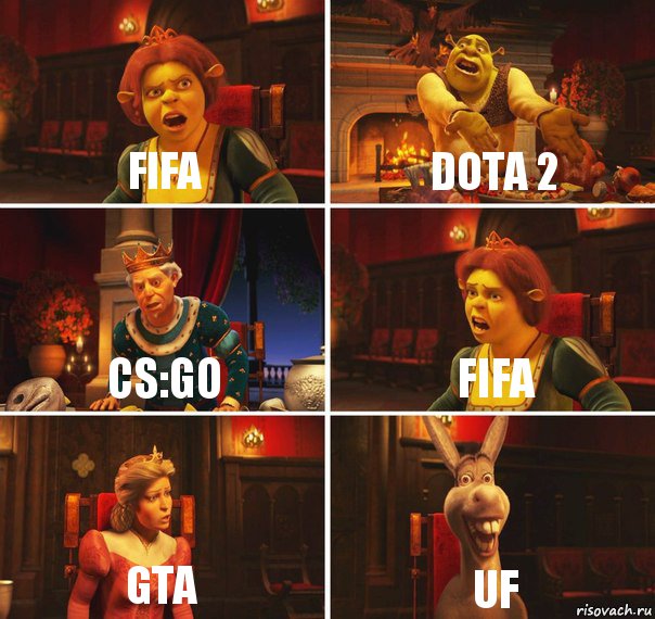 FIFA DOTA 2 CS:GO FIFA GTA UF, Комикс  Шрек Фиона Гарольд Осел