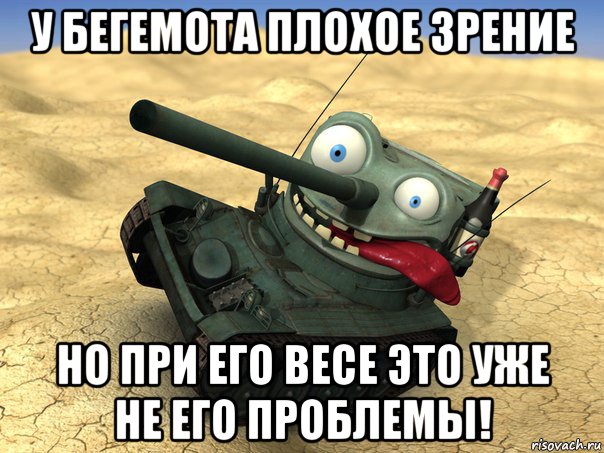 у бегемота плохое зрение но при его весе это уже не его проблемы!, Мем танк
