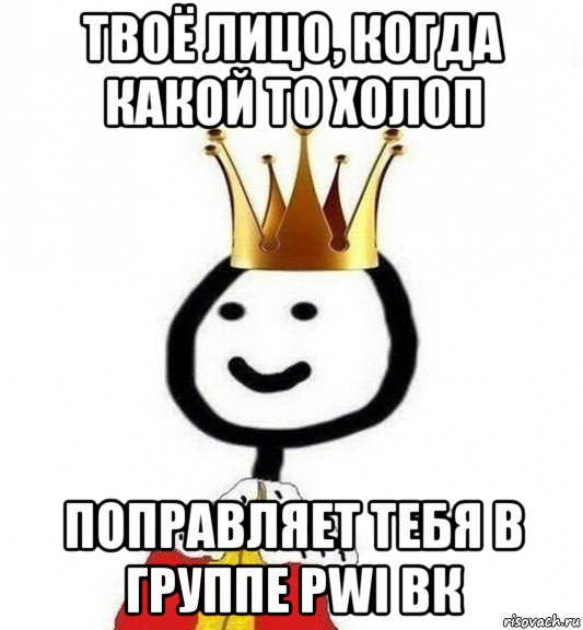 твоё лицо, когда какой то холоп поправляет тебя в группе pwi вк, Мем Теребонька Царь