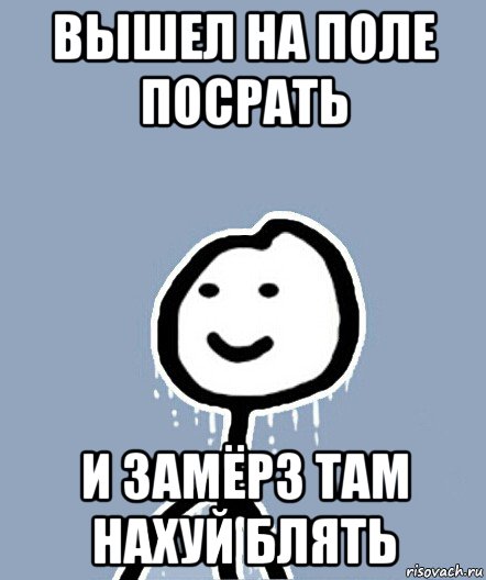 вышел на поле посрать и замёрз там нахуй блять, Мем  Теребонька замерз