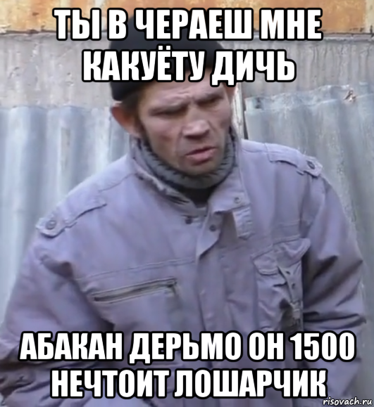 ты в чераеш мне какуёту дичь абакан дерьмо он 1500 нечтоит лошарчик, Мем  Ты втираешь мне какую то дичь