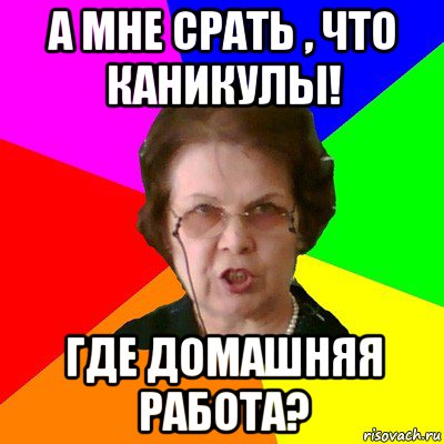 а мне срать , что каникулы! где домашняя работа?, Мем Типичная училка