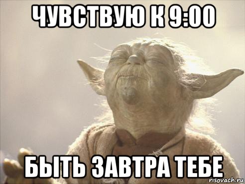 чувствую к 9:00 быть завтра тебе, Мем Йода