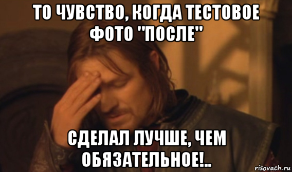 то чувство, когда тестовое фото "после" сделал лучше, чем обязательное!.., Мем Закрывает лицо