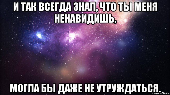 и так всегда знал, что ты меня ненавидишь, могла бы даже не утруждаться., Мем  быть Лерой