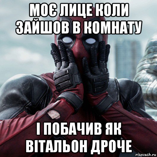 моє лице коли зайшов в комнату і побачив як вітальон дроче, Мем     Дэдпул