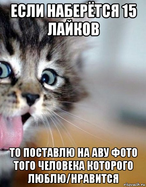 если наберётся 15 лайков то поставлю на аву фото того человека которого люблю/нравится