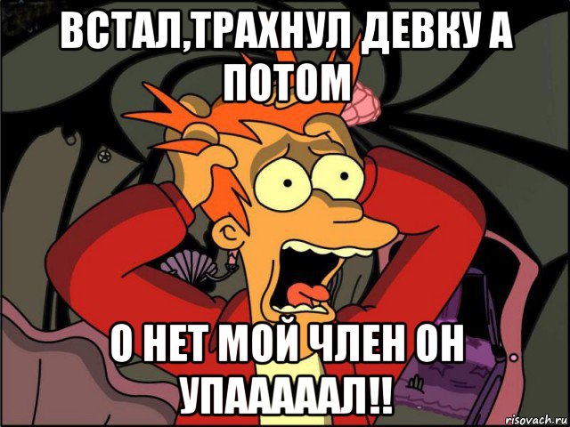 встал,трахнул девку а потом о нет мой член он упааааал!!, Мем Фрай в панике