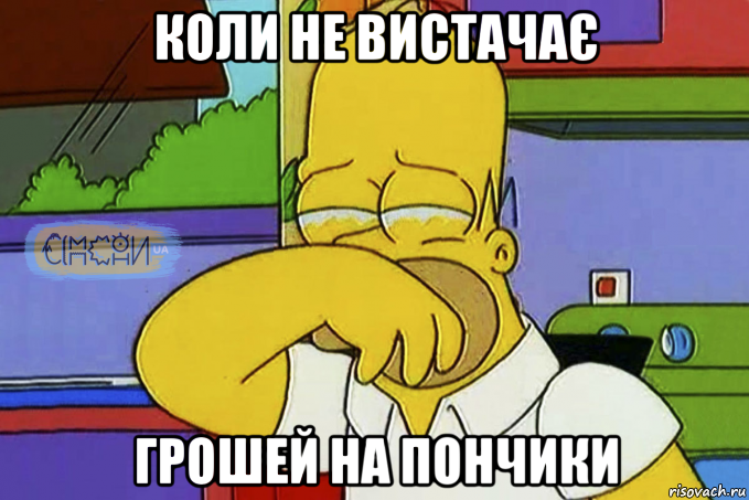 коли не вистачає грошей на пончики, Мем Гомер Плаче СІМПСОНИ UA