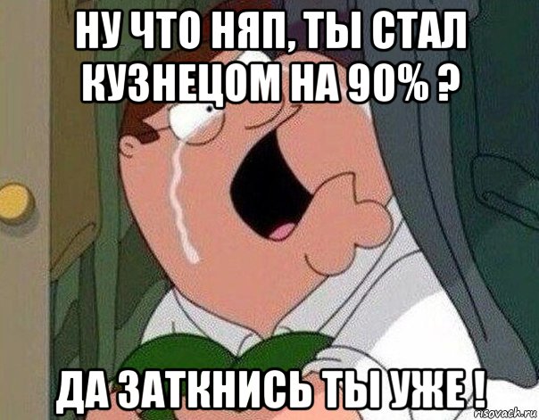 ну что няп, ты стал кузнецом на 90% ? да заткнись ты уже !, Мем Гриффин плачет