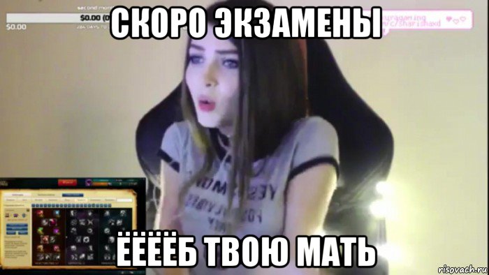 скоро экзамены ёёёёб твою мать, Мем Карина стримерша
