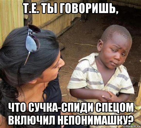 т.е. ты говоришь, что сучка-спиди спецом включил непонимашку?, Мем Лега