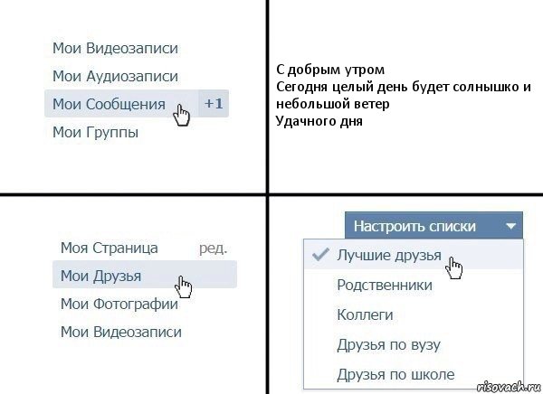 С добрым утром
Сегодня целый день будет солнышко и небольшой ветер
Удачного дня, Комикс  Лучшие друзья