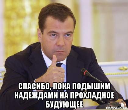  спасибо, пока подышим надеждами на прохладное будующее, Мем Медведев Одобряет