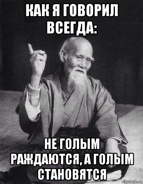 как я говорил всегда: не голым раждаются, а голым становятся, Мем Монах-мудрец (сэнсей)