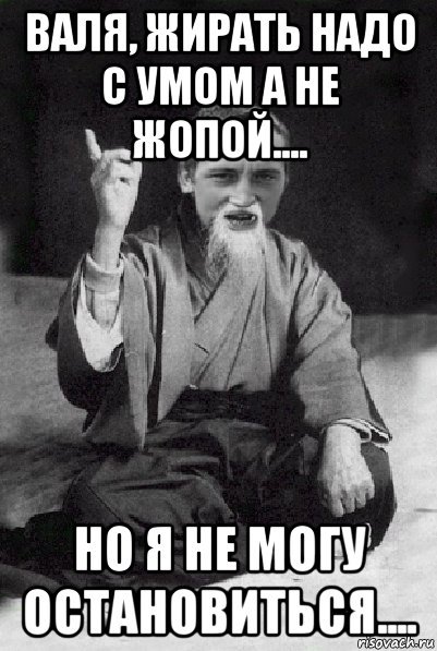 валя, жирать надо с умом а не жопой.... но я не могу остановиться...., Мем Мудрий паца