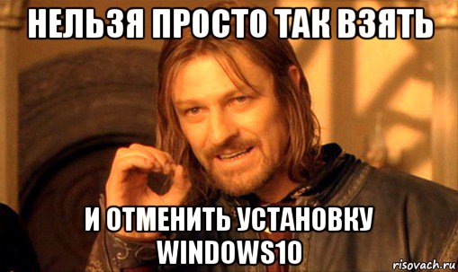 нельзя просто так взять и отменить установку windows10, Мем Нельзя просто так взять и (Боромир мем)