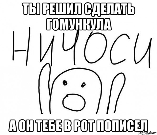 ты решил сделать гомункула а он тебе в рот пописел, Мем  Ничоси