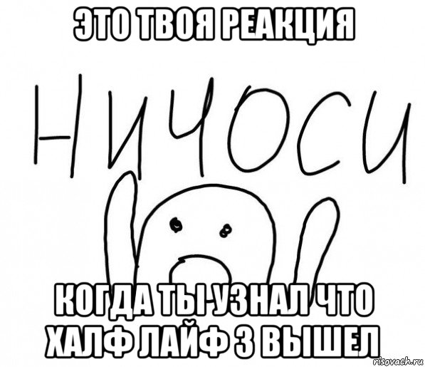 это твоя реакция когда ты узнал что халф лайф 3 вышел, Мем  Ничоси