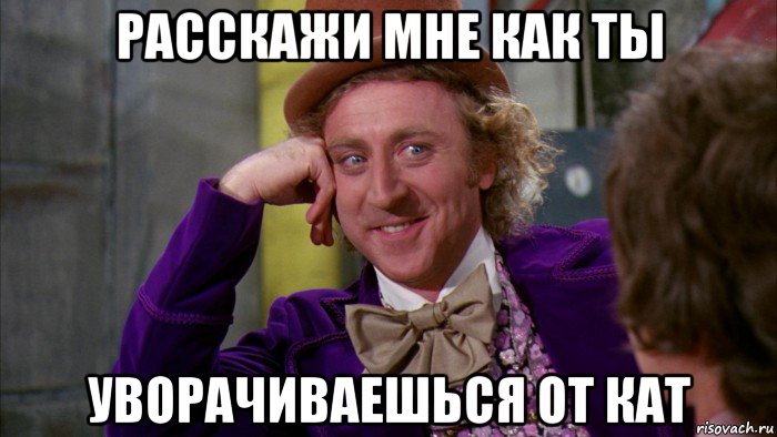 расскажи мне как ты уворачиваешься от кат, Мем Ну давай расскажи (Вилли Вонка)