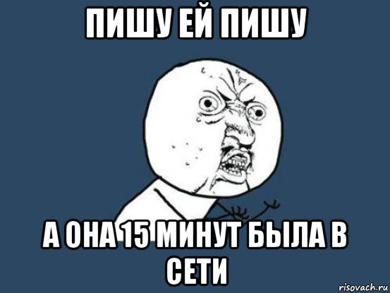 пишу ей пишу а она 15 минут была в сети, Мем Ну почему